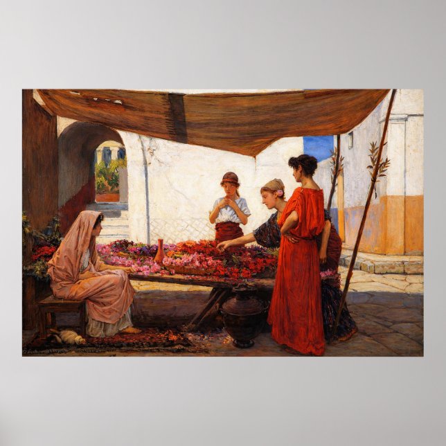 Ein Blumenstand von John William Waterhouse Poster (Vorne)