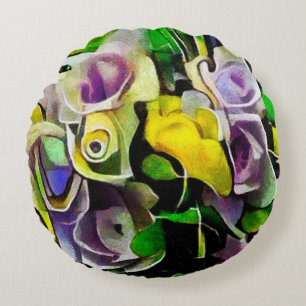 Ein Blumenstrauß in einem modernen Stil a Rundes Kissen