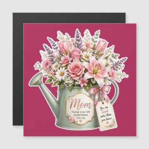 Ein Blumenstrauß in einer Gießkanne für Mama Magnetkarte