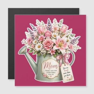 Ein Blumenstrauß in einer Gießkanne für Mama  Magnetkarte