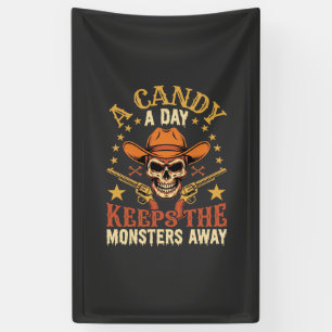 Ein Bonbon am Tag hält die Monster fern Halloween Banner