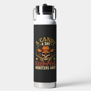 Ein Bonbon am Tag hält die Monster fern Halloween Trinkflasche