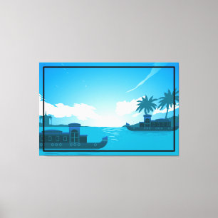 Ein Boot im Meer Leinwanddruck