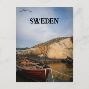 Ein Boot in Knödestrand Schweden Postkarte