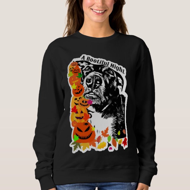 Ein bootischer Nachtpitbuli, schwarz-weiß Sweatshirt (Vorderseite)