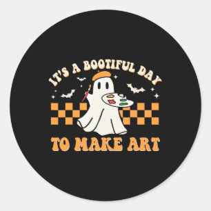 Ein bootischer Tag, um Kunst Halloween Art Lehrer Runder Aufkleber