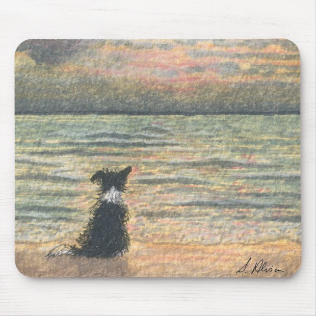 Ein Border-Colliehund sagt hallo zum Morgen Mousepad (Vorne)