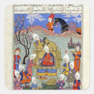 Ein Botschafter bringt Neuigkeiten nach Siavosh Quadratischer Aufkleber