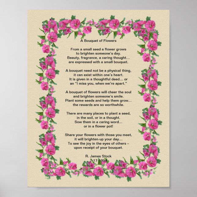"Ein Bouquet der Blume" Gedicht auf einem 8x10 Pos Poster (Vorne)