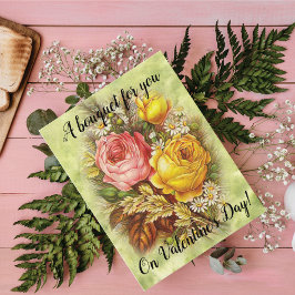 Ein Bouquet für Sie am Viktorianischen Valentinsta Feiertagskarte