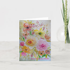 Ein Bouquet mit rosa und gelber Floralkarte Feiertagskarte
