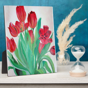 Ein Bouquet mit roten Tulips Fotoplatte