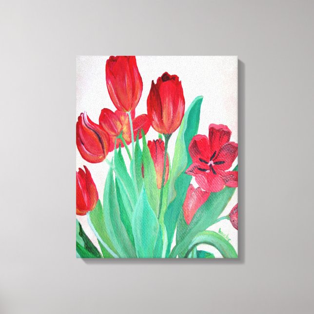 Ein Bouquet mit roten Tulips Leinwanddruck (Vorderseite)