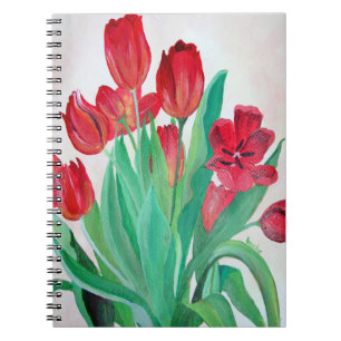 Ein Bouquet mit roten Tulips Notizblock