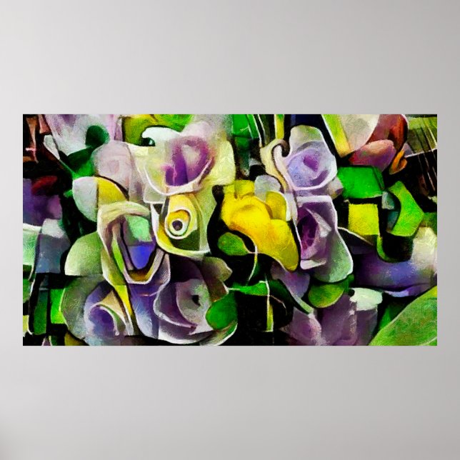 Ein Bouquet wunderschöner Blume in modernem Stil. Poster (Vorne)