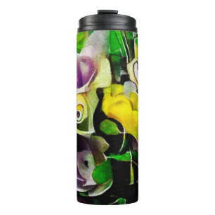Ein Bouquet wunderschöner Blume in modernem Stil. Thermosbecher