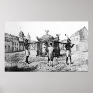 Ein brasilianischer Sedan-Stuhl und eine Person be Poster