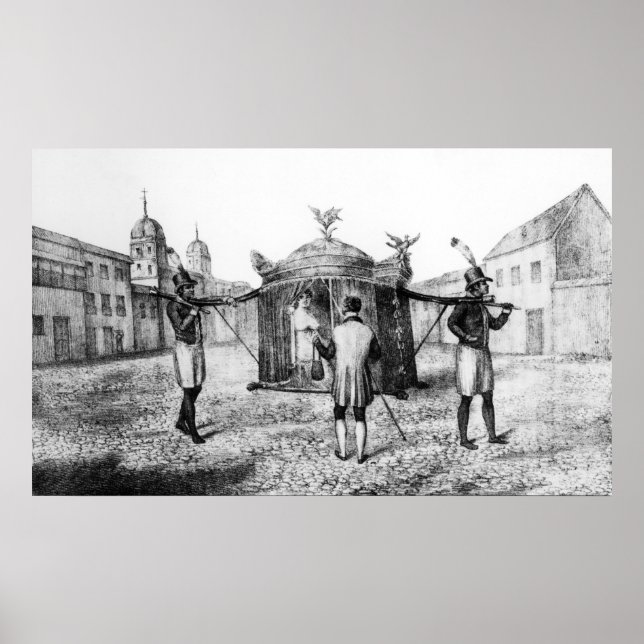 Ein brasilianischer Sedan-Stuhl und eine Person be Poster (Vorne)