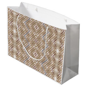 Ein brauner Teppich mit einem symmetrischen Design Große Geschenktüte