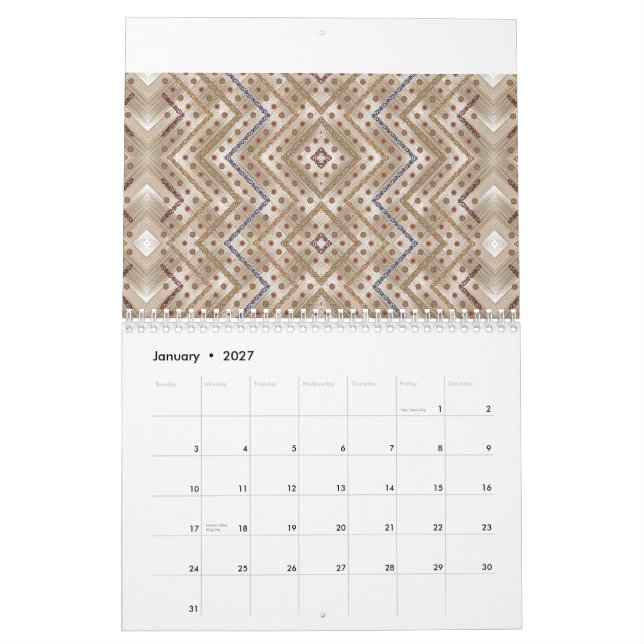 Ein brauner Teppich mit symmetrischem Design Kalender (Jan 2027)