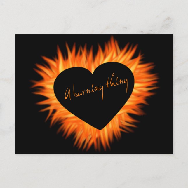 Ein brennendes Feuerherz Postkarte (Vorderseite)