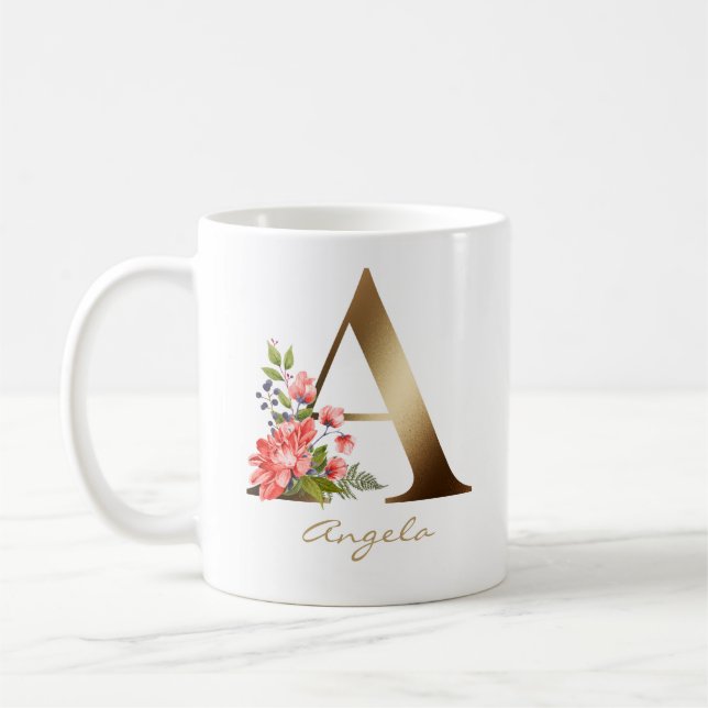 Ein Brief | Imitate Goldfolie Monogram Kaffeetasse (Links)