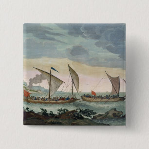 Ein Brigantine, der Verfolgung zu einem Felucca Button