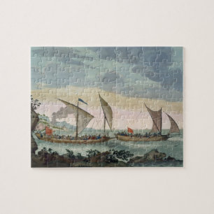 Ein Brigantine, der Verfolgung zu einem Felucca Puzzle