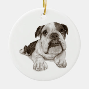 Ein Brindle Bulldoggen-Welpe Keramik Ornament