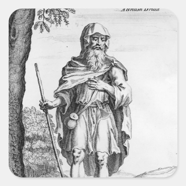 Ein britischer Druid, graviert von van der Gucht,  Quadratischer Aufkleber (Vorderseite)