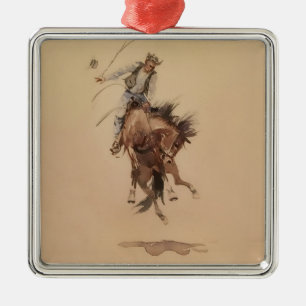 Ein Bronco mit der Hand auspeitschen von Edward Bo Ornament Aus Metall