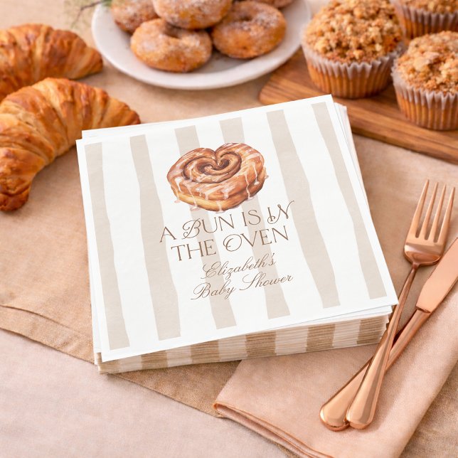 Ein Brötchen im Ofen Zimtschnecken-Motto-Baby-Part Serviette (A Bun in the Oven Cinnamon Roll Theme Baby Shower Napkins)