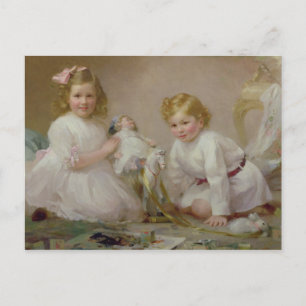 Ein Bruder und Schwester spielen, 1915 Postkarte