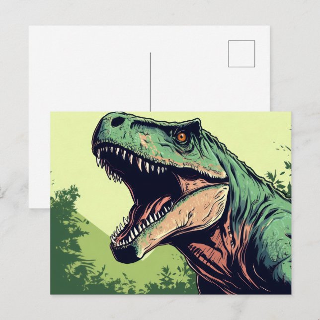 Ein brüllender Dinosaurier  Postkarte (Vorne/Hinten)