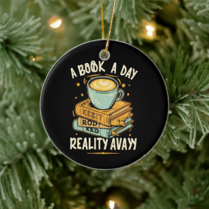 Ein Buch am Tag behalte Realität weg Keramik Ornament