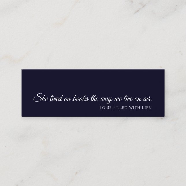 Ein Buch ist ein Traum | Modernes Design für blaue Mini Visitenkarte (Vorderseite)