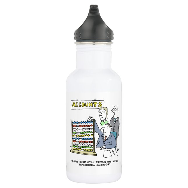 Ein Buchhalter, der einen Abacus bei der Arbeit ve Edelstahlflasche (Rechts)