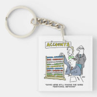 Ein Buchhalter, der einen Abacus bei der Arbeit ve