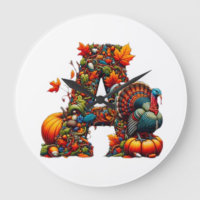 Ein Buchstabe A im Thanksgiving-Stil Große Wanduhr (Vorderseite)