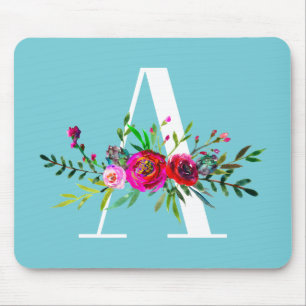 Ein Buchstabe Initialen Monogramm Blumen benutzerd Mousepad