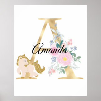 Ein Buchstabe mit personalisiertem Namen Monogramm Poster
