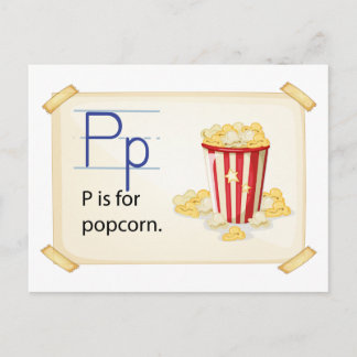 Ein Buchstabe P für Popcorn Postkarte