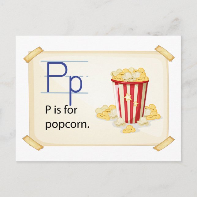 Ein Buchstabe P für Popcorn Postkarte (Vorderseite)