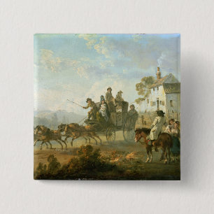 Ein Bühne-Zug auf einer Land-Straße, 1792 (Öl auf Button