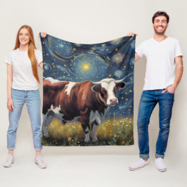 Ein Bull in der frühen Nacht Fleecedecke
