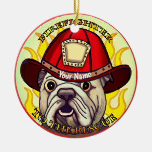 Ein Bulldoggen Feuerwehrschmuck Keramik Ornament