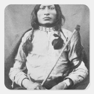 Ein Bullenkrieger, 1882 (b/w-Foto) Quadratischer Aufkleber