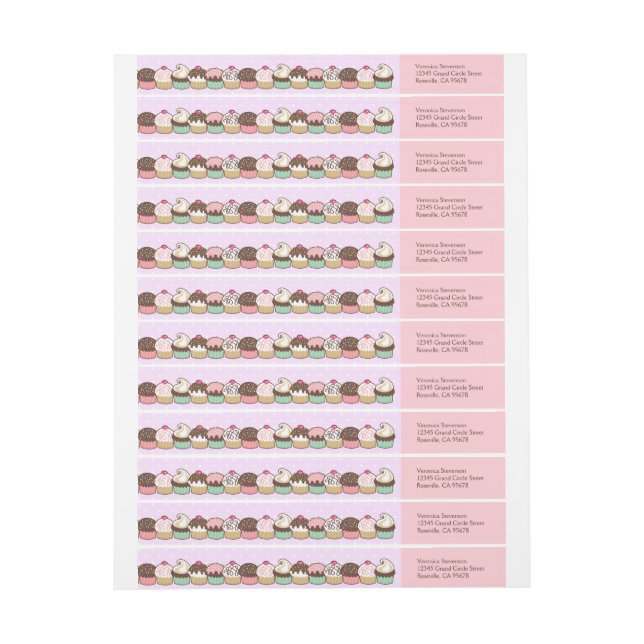 Ein Bündel Cupcakes-Wrap-Around-Adressetiketten (Bogen)
