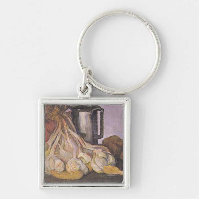 Ein Bündel des Knoblauchs und des Zinn-Kruges Schlüsselanhänger (Vorne)