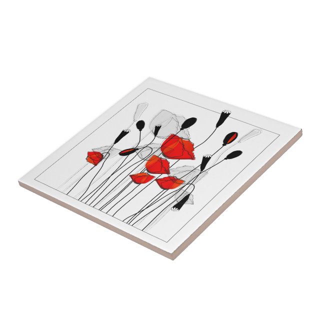 Ein Bündel rote Mohnblumen Fliese (Seite)